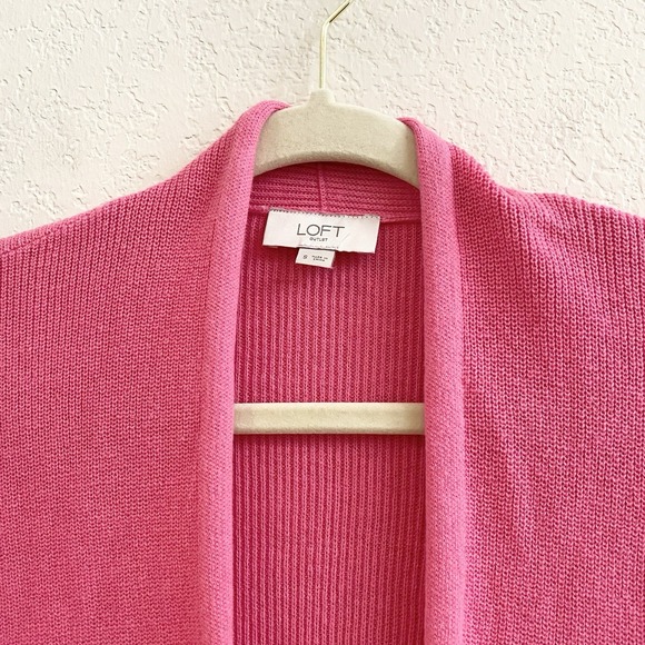 Ann Taylor Loft Women's Open Cardigan Size Small Ribbed 100% Cotton Sweater - Picture 2 of 9